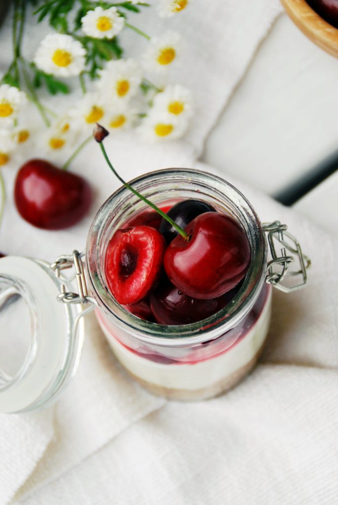 No bake Kuchen mit Kirschen