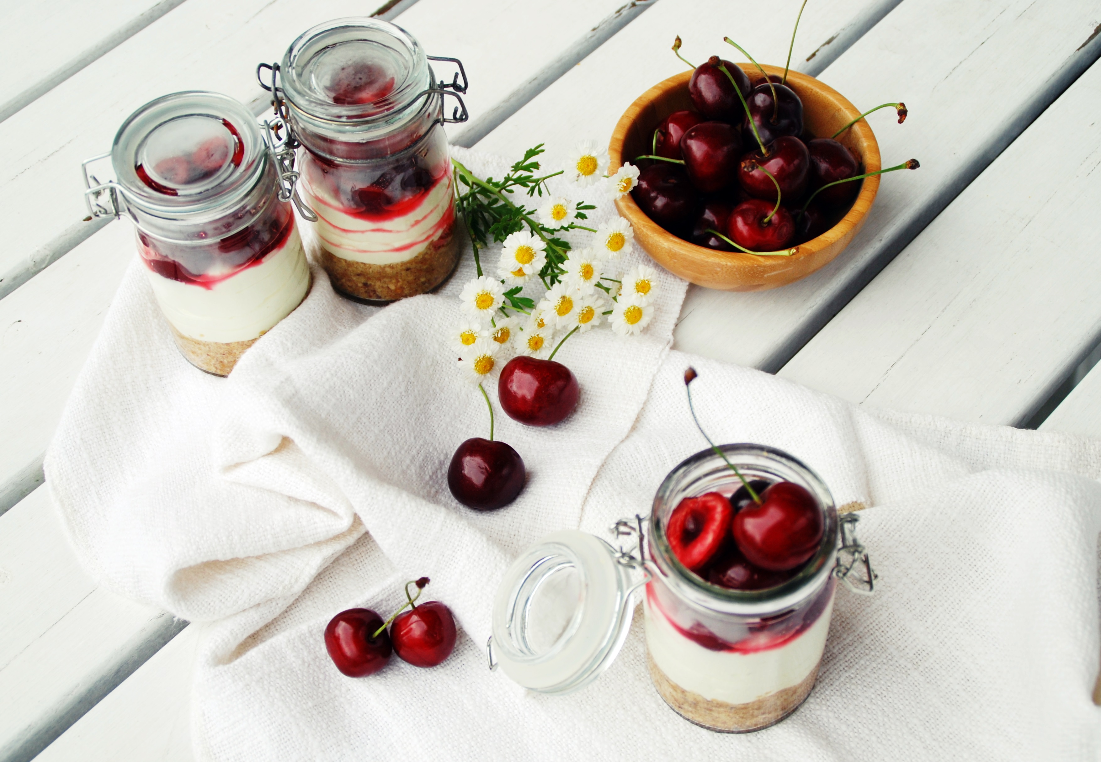 No bake Kuchen mit Kirschen