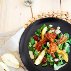 Vogerl(Feld)salat mit karamellisierten Birnen